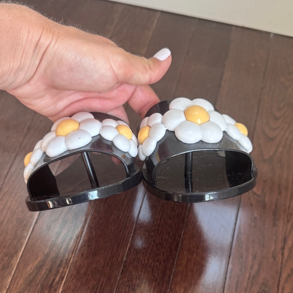 Melissa Black Sandals with White and Yellow Flowers - Picture 3 of 5